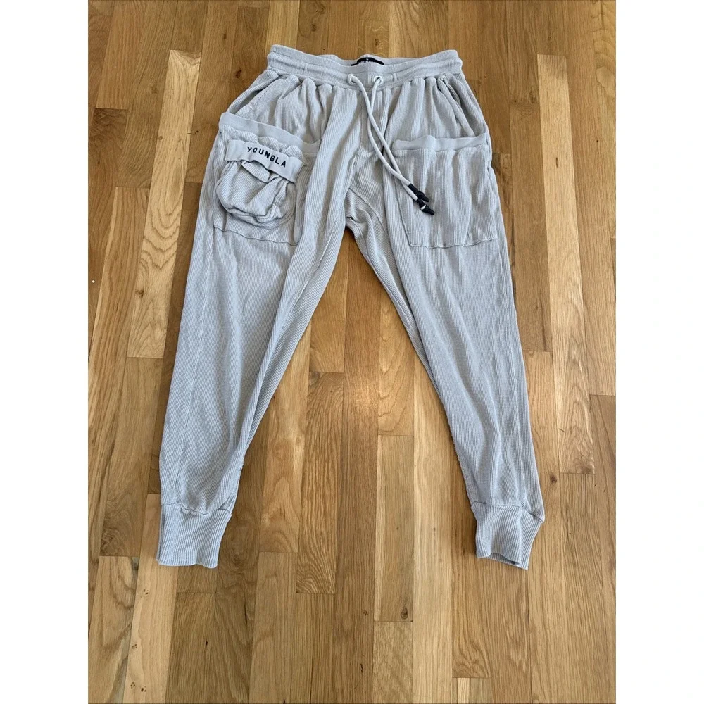 (2) Youngla Cargo Pants Mens Small Y2K Convoy Utility Streetwear Beige‎ & Green